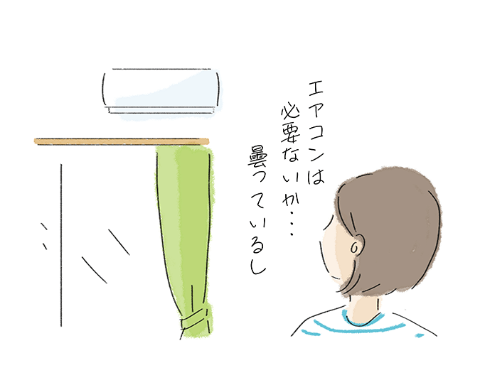 「エアコンは必要ないか・・・曇っているし」