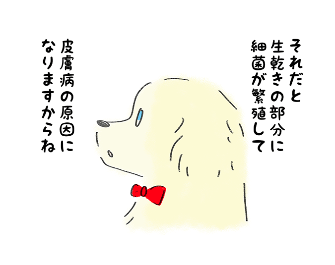 「それだと生乾きの部分に細菌が繁殖して、皮膚炎の原因になりますからね」