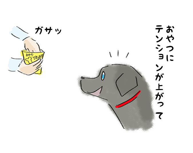 「おやつにテンションが上がって」ガサッ
