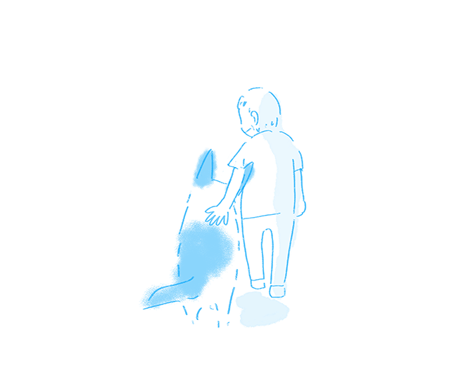 一緒に虹の橋を渡っていくよっちゃんとジロー