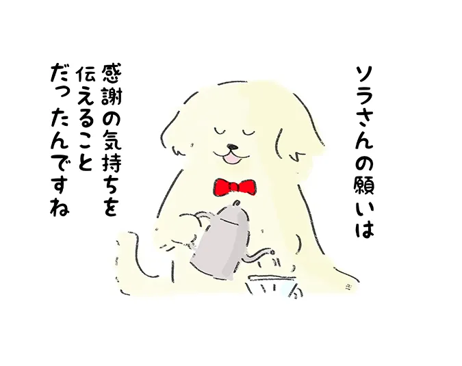 「ソラさんの願いは感謝の気持ちを伝えることだったんですね」